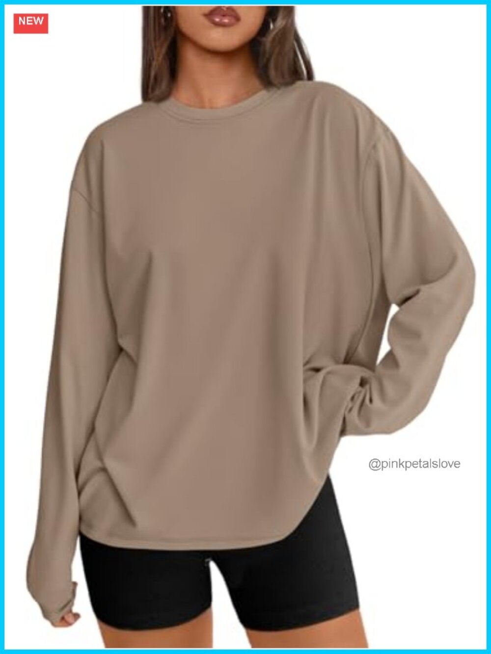 Oversized Long Sleeve T-Shirt Crew Neck Pullover Basic Tee Casual